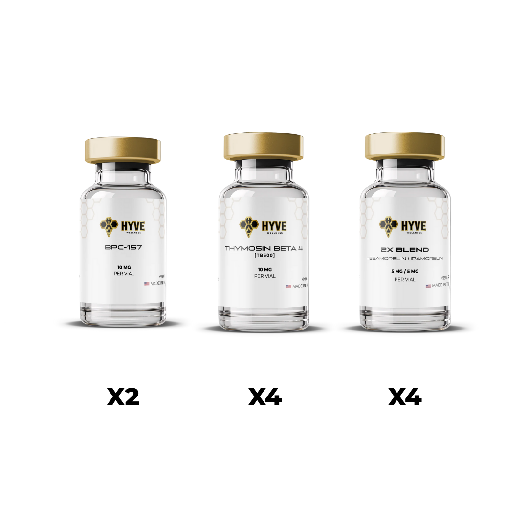 2X Blend Tesamorelin (5mg) / Ipamorelin (5mg) + Thymosin Beta 4 (TB500) (10mg) + BPC-157 (10mg)