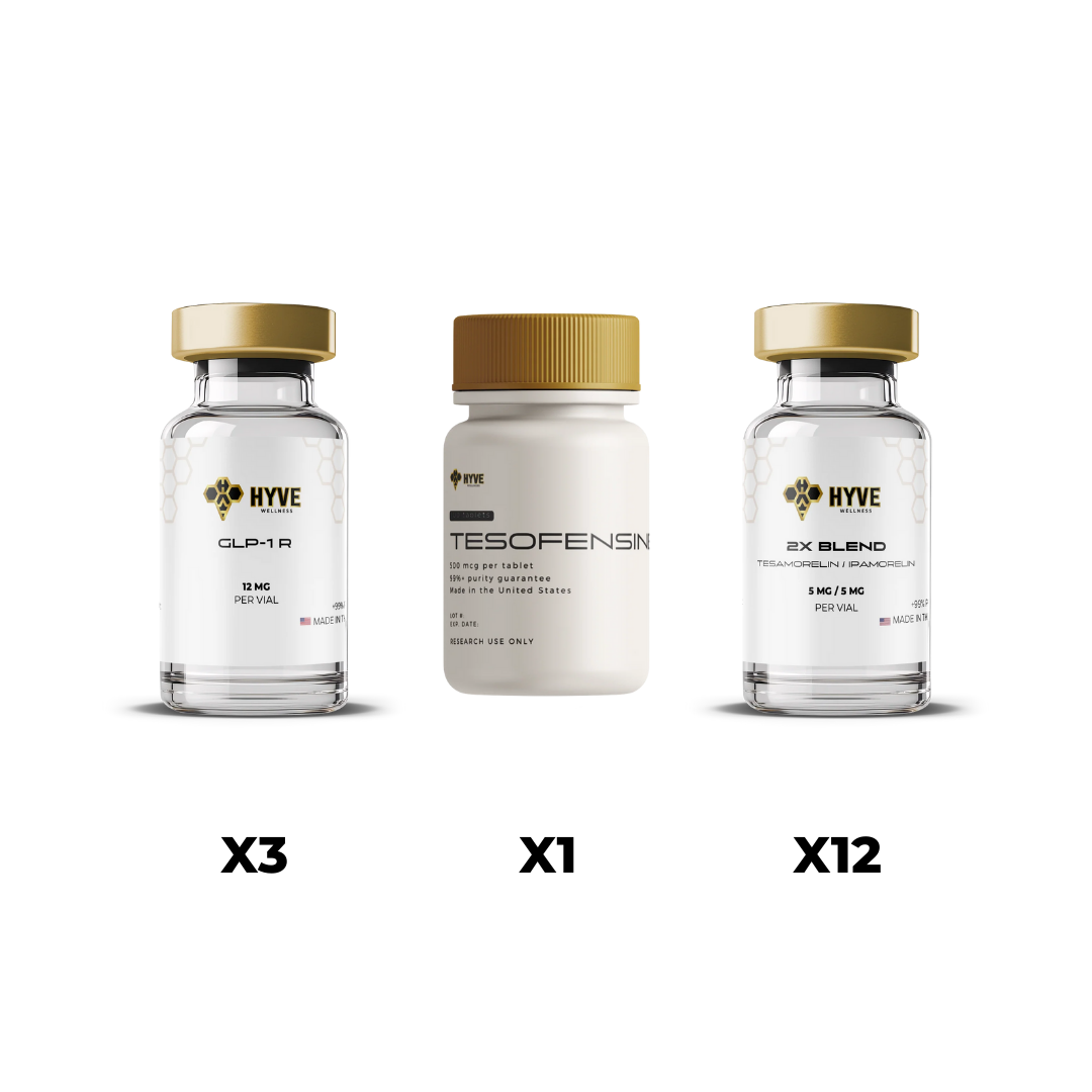 Ultimate Bundle 3x - 2x Blend Tesamoreline (10mg)/Ipa (5mg) + GLP-1 R (12mg) + Tesofensine (500mcg) tablets x100