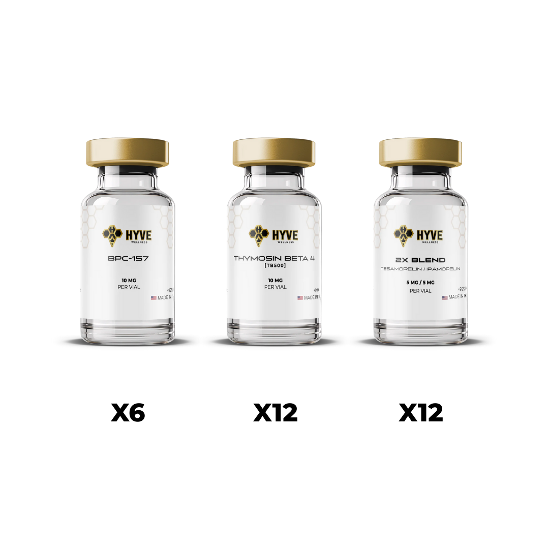 3x - 2X Blend Tesamorelin (5mg) / Ipamorelin (5mg) +  Thymosin Beta 4 (TB500) (10mg)+ BPC-157 (10mg)