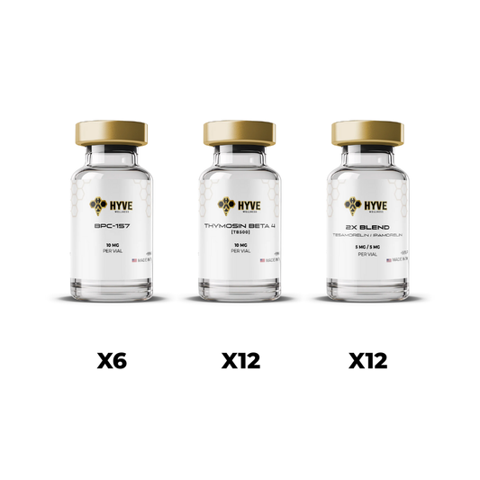 3x - 2X Blend Tesamorelin (5mg) / Ipamorelin (5mg) +  Thymosin Beta 4 (TB500) (10mg)+ BPC-157 (10mg)
